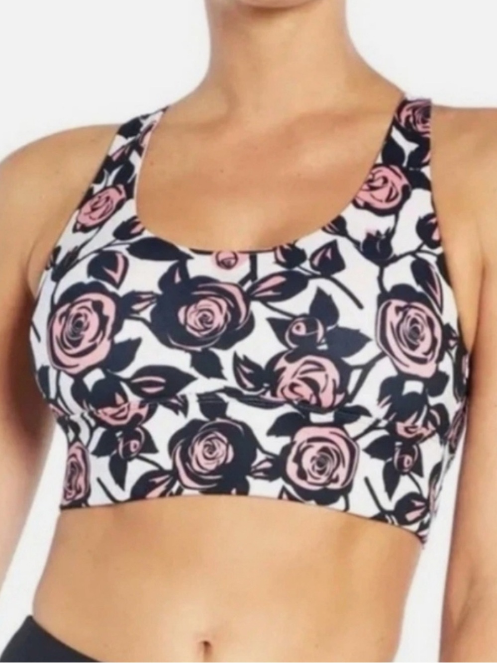 Wild Fox Rose Abstract Sports Bra Size M